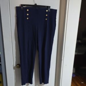 Navy Pants with Gold Buttons